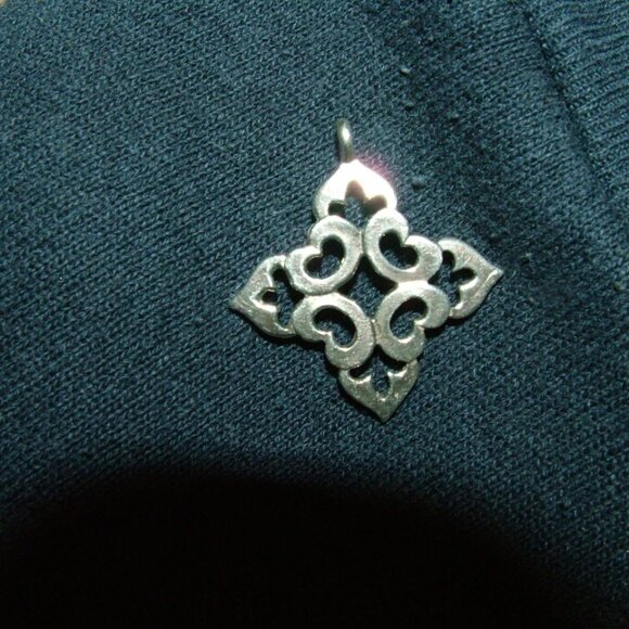 Sterling Silver Fleur De Lis Pointed Square Pendant - Picture 9 of 15